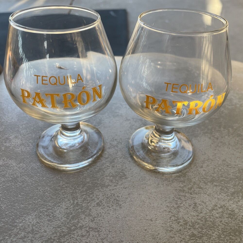 Set If 2 Tequila Patron Tulip Glass Barware Pair